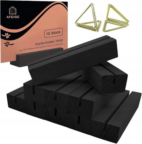 UCHWYTY NA KARTY AFEIGE DREWNIANE 10 SZTUK 10 CM X 3 CM X 2CM CZARNE BUKOWE