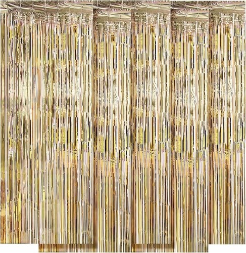 ZASŁONA OZDOBNA Z FRĘDZLAMI ZESTAW 5SZT ZŁOTE METALICZNE DEKORACJA OZDOBNE