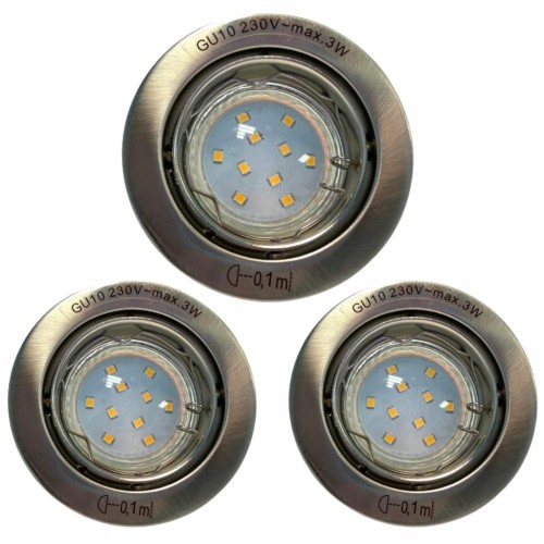 ZESTAW 3szt OPRAWKA WPUSZCZANA +ŻARÓWKI GU10 A+ 3W